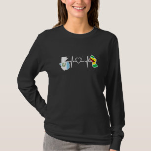 Guyana Guatemala Flag Guyanese Guatemalan Heartbea T-Shirt