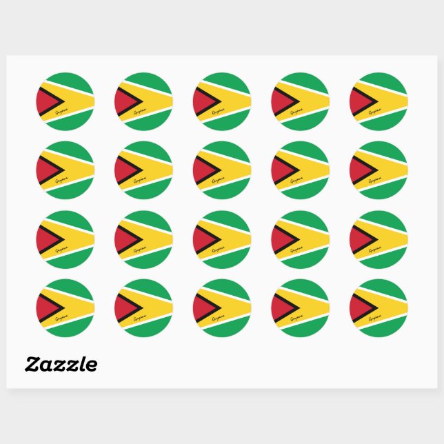 Guyana & Guyana flag patriots, holiday / sports Classic Round Sticker (Sheet)