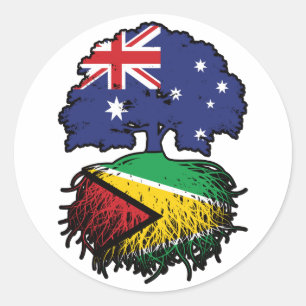 Guyana Guyanese Australian Australia Tree Roots Classic Round Sticker
