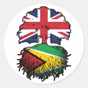 Guyana Guyanese British UK Tree Roots Flag Classic Round Sticker