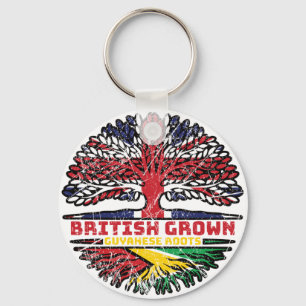 Guyana Guyanese Uk United Kingdom British Tree Key Ring