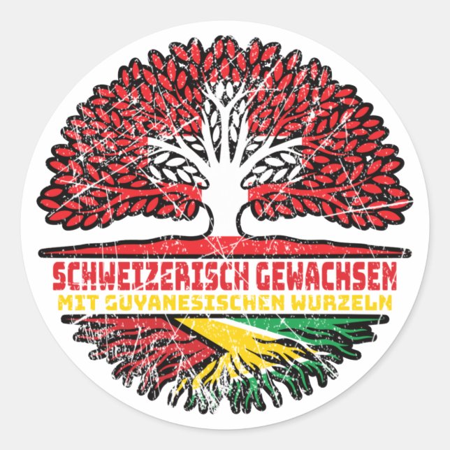 Guyana Guyanisch Schweizer Schweiz Baum Wurzel Classic Round Sticker (Front)