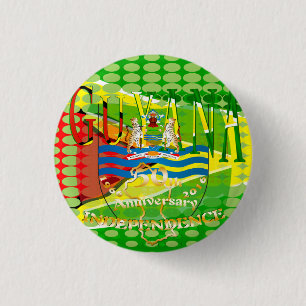 Guyana, Happy 50th Anniversary  Independence ‘Lo 3 Cm Round Badge