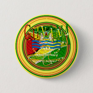 Guyana, Happy 50th Anniversary of Independence ‘ 6 Cm Round Badge