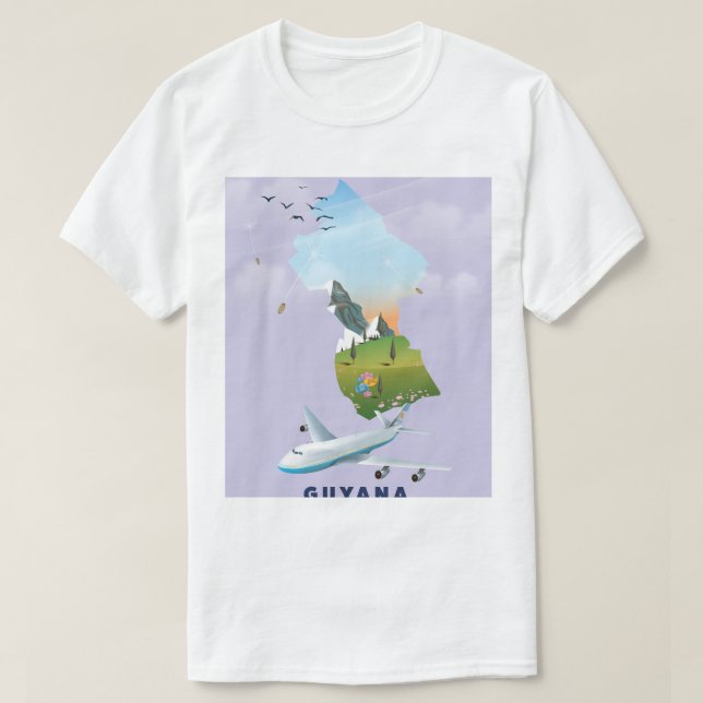 Guyana illustrated map poster T-Shirt (Design Front)