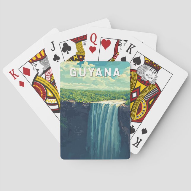 Guyana Illustration Travel Art Vintage Playing Cards (Back)