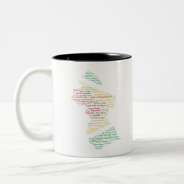 Guyana Map with Districts Two-Tone Coffee Mug (Left)