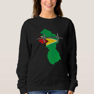 Guyana Map With Heartbeat Vintage Flag Guyana Sweatshirt