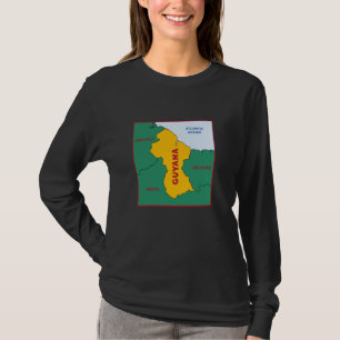 Guyana Political map in flag colours. Neighbouring T-Shirt