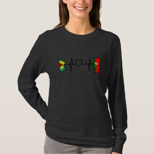 Guyana Portugal Flag Guyanese Portuguese Heartbeat T-Shirt