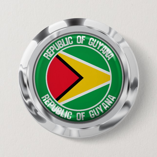 Guyana Round Emblem 7.5 Cm Round Badge (Front)