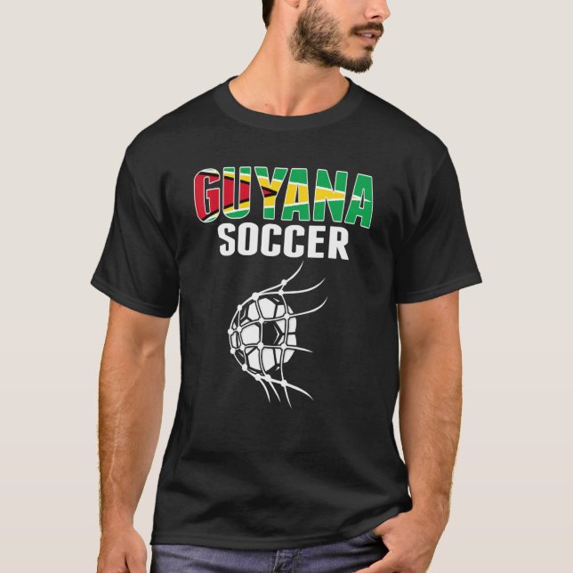 Guyana Soccer Ball In Net  Guyanese Football Suppo T-Shirt (Front)