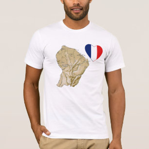 Guyane Flag Heart and Map T-Shirt