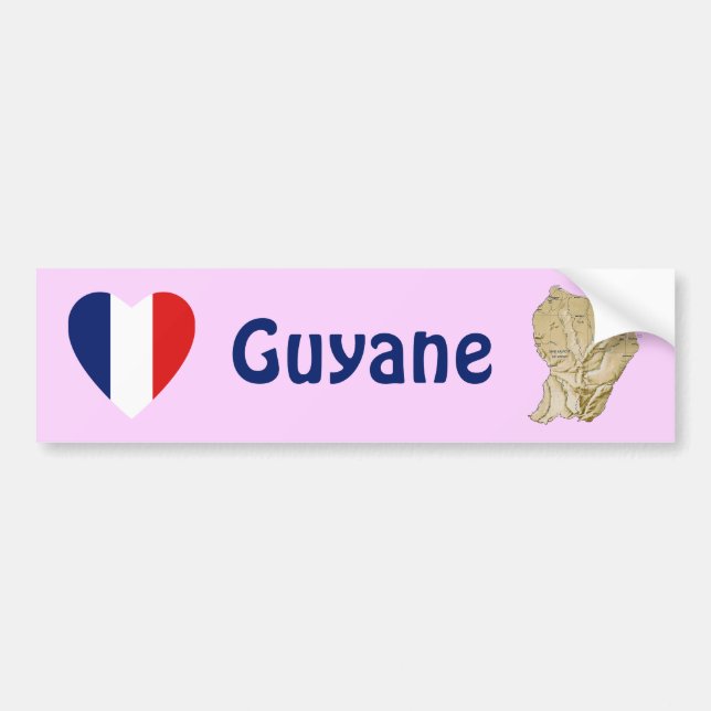 Guyane Flag Heart + Map Bumper Sticker (Front)