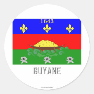 Guyane flag with name classic round sticker