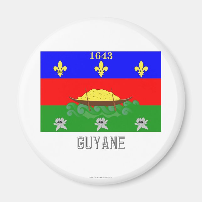 Guyane flag with name magnet (Front)