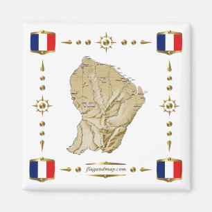 Guyane Map + Flags Magnet