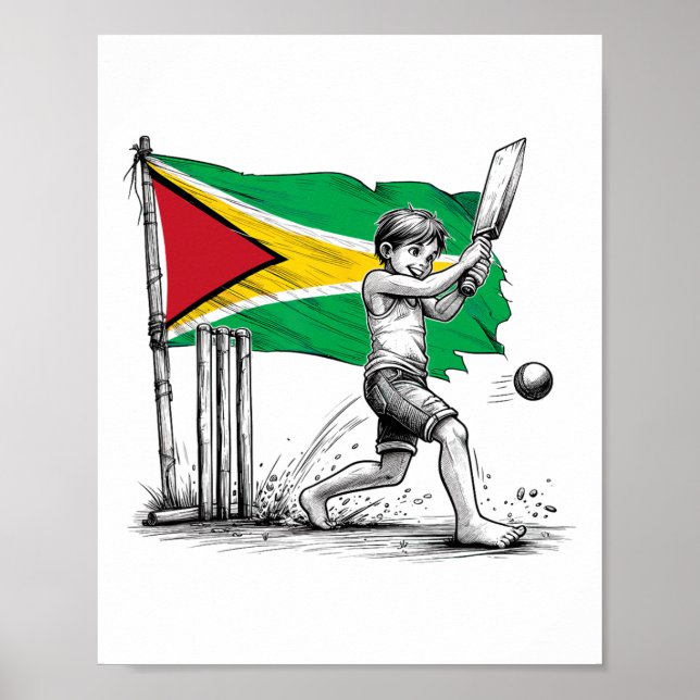 Guyanese Boy Playing Cricket1  Poster (Front)