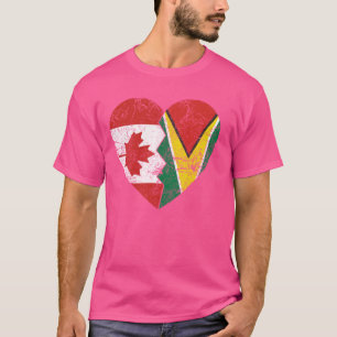 Guyanese Canadian Flags Heart  Canada Guyana Roots T-Shirt