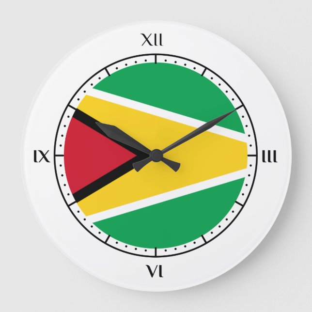 Guyanese flag large clock (Front)