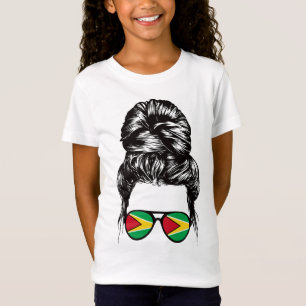 Guyanese Girl Messy Hair Guyana Pride Patriotic T-Shirt