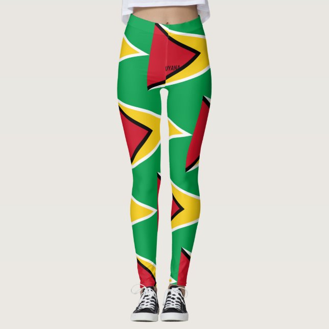 "Guyanese Glory: Flag-Inspired Custom Leggings" Leggings (Front)