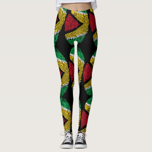 Guyanese Pride DNA: Fingerprint Flag Leggings" Leggings