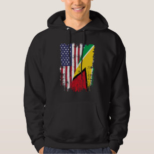 Guyanese Roots Half American Flag Guyana Flag Hoodie