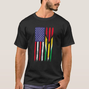Guyanese Roots Half American Flag Patriotic Guyane T-Shirt