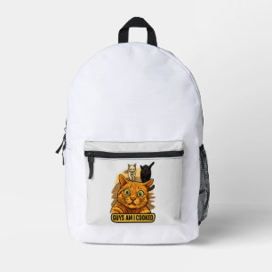 Guys Am I Cooked? Funny Cat Meme Panic Reaction Printed Backpack