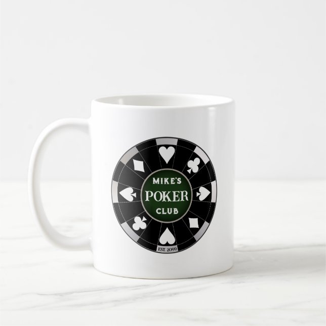 Guy's Gal's Poker Club Black Poker Chip Coffee Mug (Left)