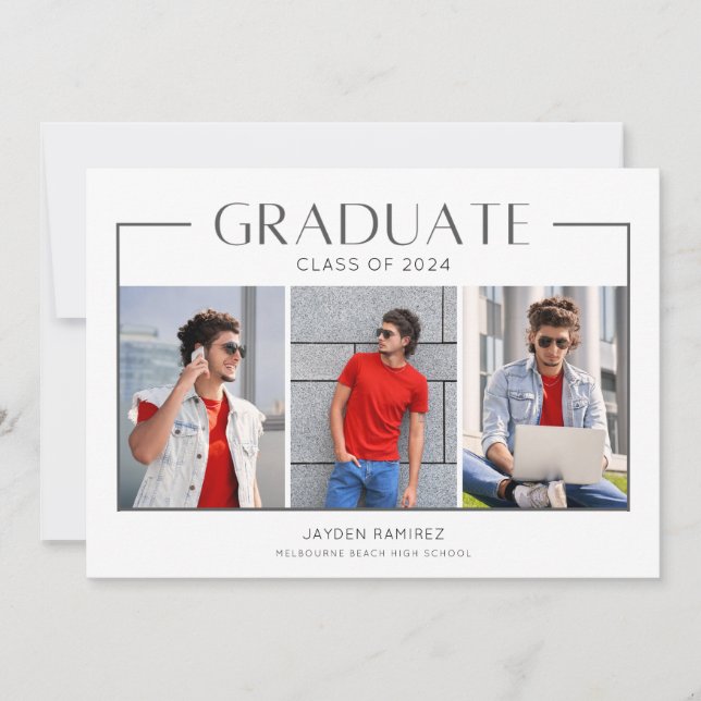 Guys Photo High School Graduation Party Invitation (Front)