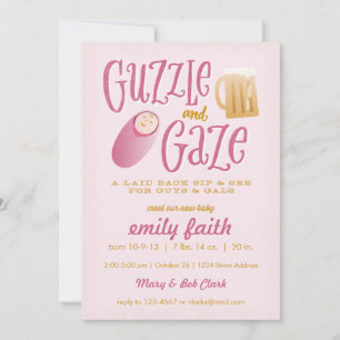 Guzzle and Gaze Baby Shower Invitation