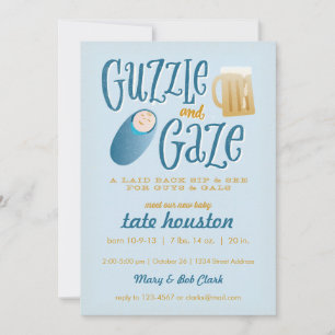 Guzzle and Gaze Baby Shower Invitation