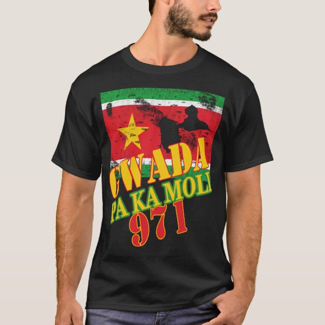GWADA PA KA MOLI FLAG 971 GUADELOUPE CREOLE T-Shirt (Front)