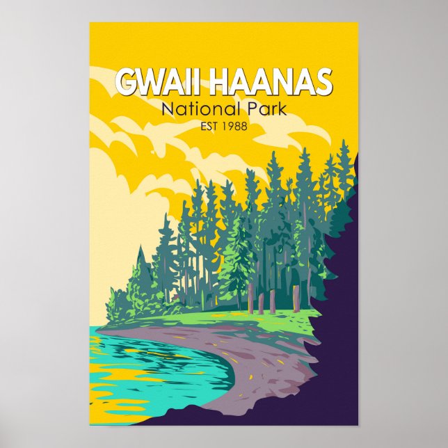 Gwaii Haanas National Park Canada Travel Vintage Poster (Front)