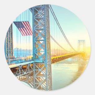 GWB connecting Fort Lee NJ and Manhattan NYPlus Classic Round Sticker