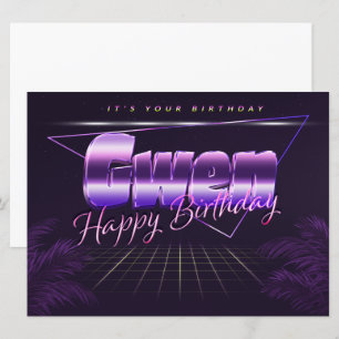 Gwen Name Vorname lila retro Karte Geburtstag Card