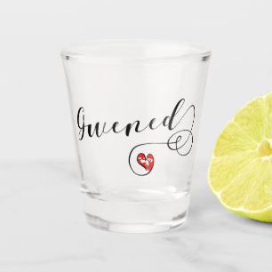 Gwened Flag in Heart, Vannes, Breton, Brittany Shot Glass