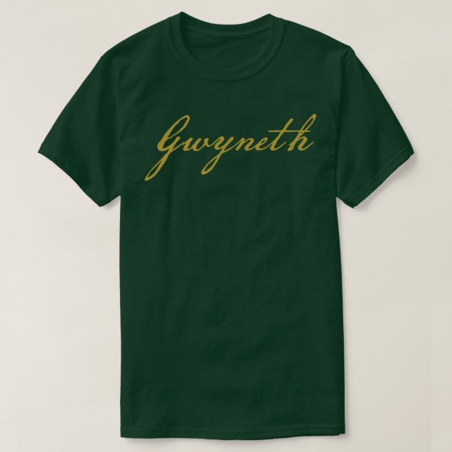 Gwyneth Typography Gold Script T-Shirt (Design Front)