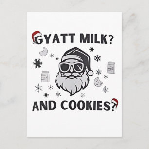 Gyatt Milk and Cookies Funny Santa Gen Alpha Postcard