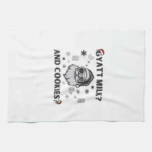 Gyatt Milk and Cookies Funny Santa Gen Alpha Tea Towel