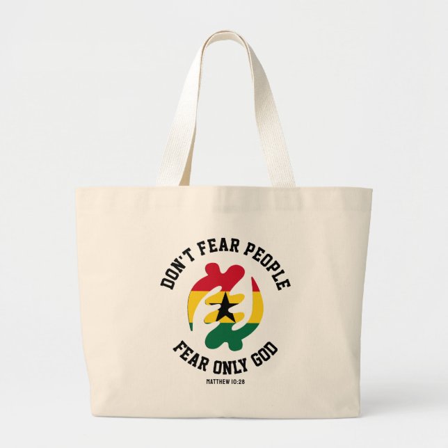 Gye Nyame Adinkra FEAR ONLY GOD Christian Ghana Large Tote Bag (Front)