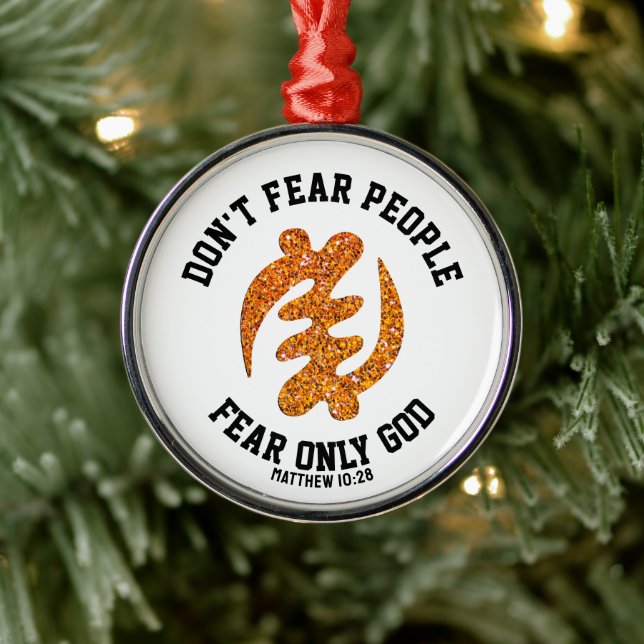 Gye Nyame FEAR ONLY GOD Christian Glitter Metal Tree Decoration (Tree)