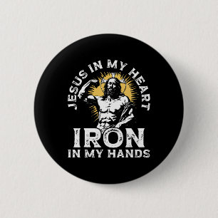 Gym And Jesus Christian Bodybuilder Religious Body 6 Cm Round Badge