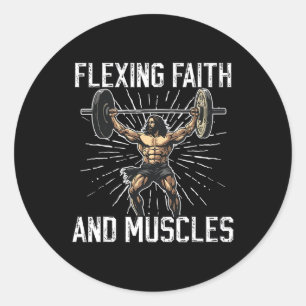 Gym And Jesus Christian Bodybuilder Religious Body Classic Round Sticker