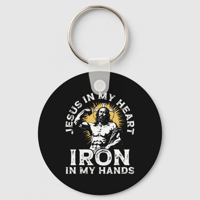 Gym And Jesus Christian Bodybuilder Religious Body Key Ring (Front)