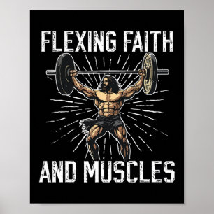 Gym And Jesus Christian Bodybuilder Religious Body Poster