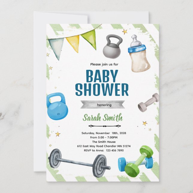 Gym Baby shower party Invitation (Front)