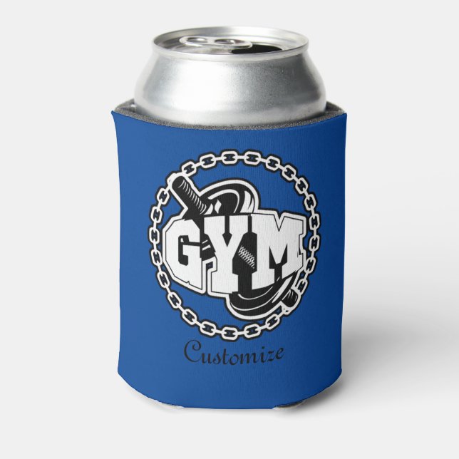 Gym Barbell Logo Thunder_Cove Can Cooler (Can Back)
